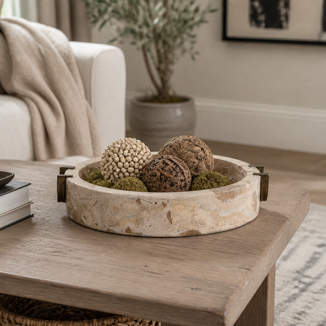 Wingo Leopard/Tan/Brass Marble Bowl with Antique Handle