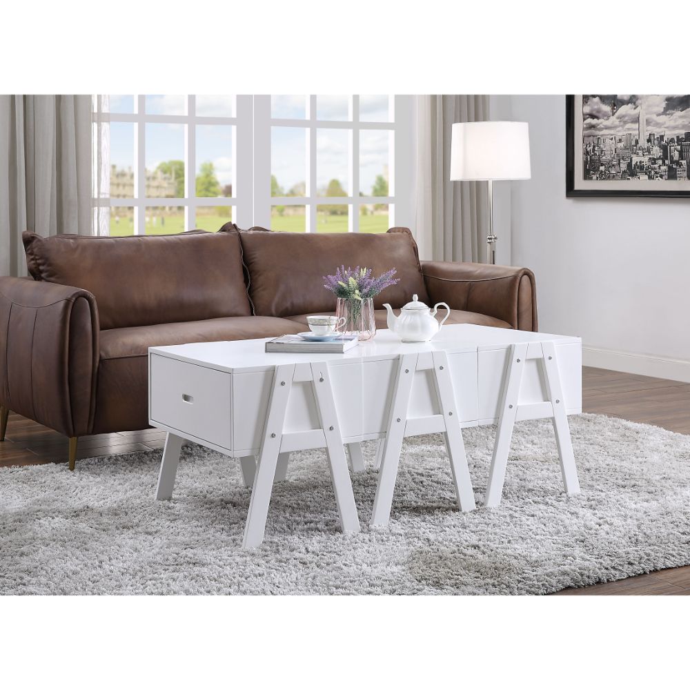 Lonny White Convertible Coffee Table