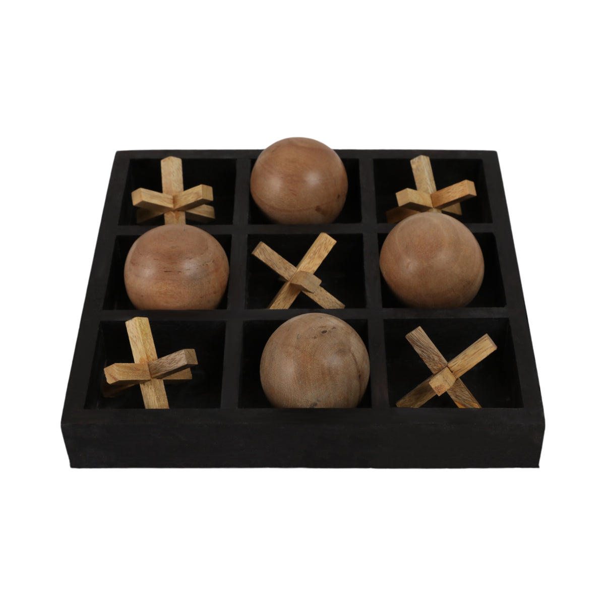 Alta Black/Brown Wood Tic Tac Toe Board Game