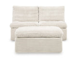 Canefield Ivory 2 Armless Chair with Ottoman (Online Special Price)