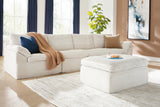 Canefield Ivory 4-Piece Sectional with Ottoman