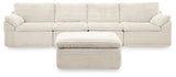 Canefield Ivory 4-Piece Sectional with Ottoman