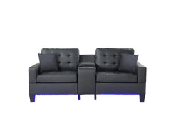 Genesis Black 85"W PU Leather Sofa