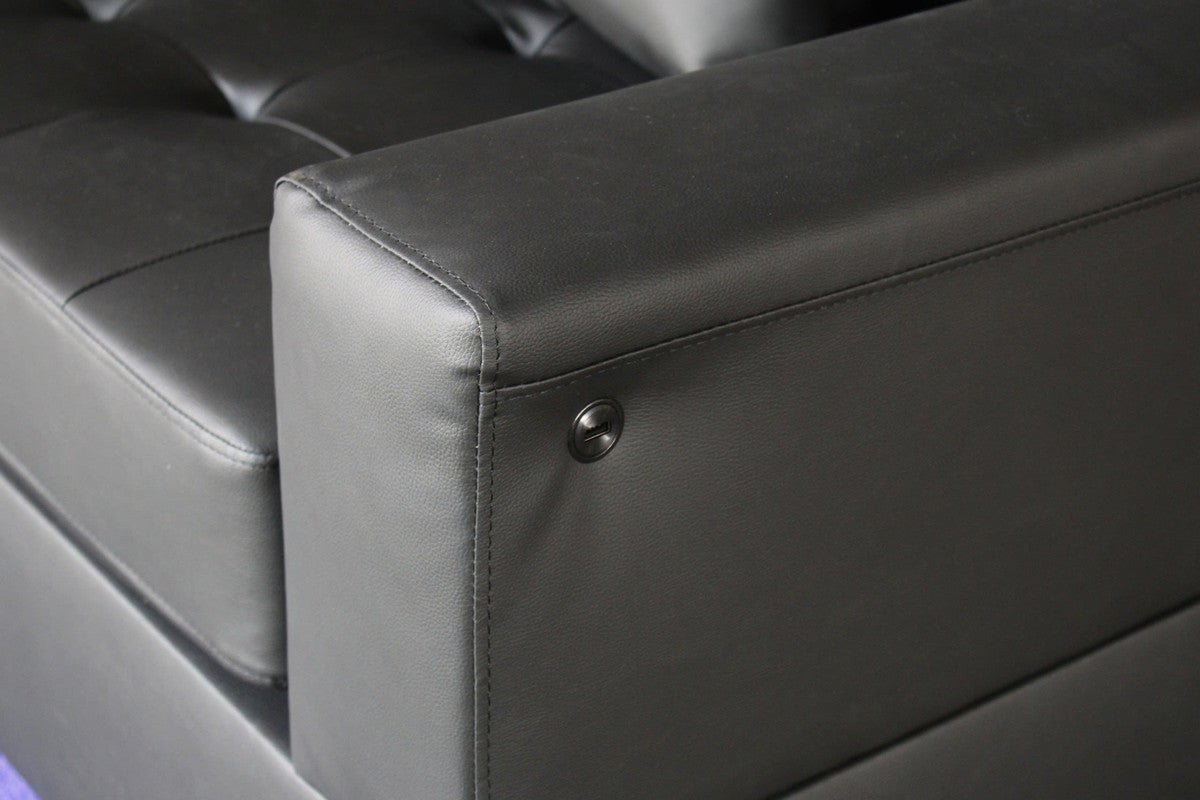 Genesis Black 55.5"W PU Leather Loveseat