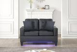 Genesis Black 55.5"W PU Leather Loveseat