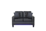 Genesis Black 55.5"W PU Leather Loveseat