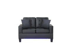 Genesis Black 55.5"W PU Leather Loveseat