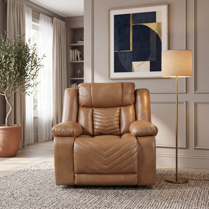 Huron Brown Power Reclining Chair With Led And Charging Ports