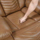 Huron Brown Power Double Reclining Loveseat With Center Console Wireless Speakers Led And Charging Ports