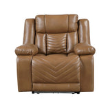 Huron Brown Power Reclining Chair With Led And Charging Ports