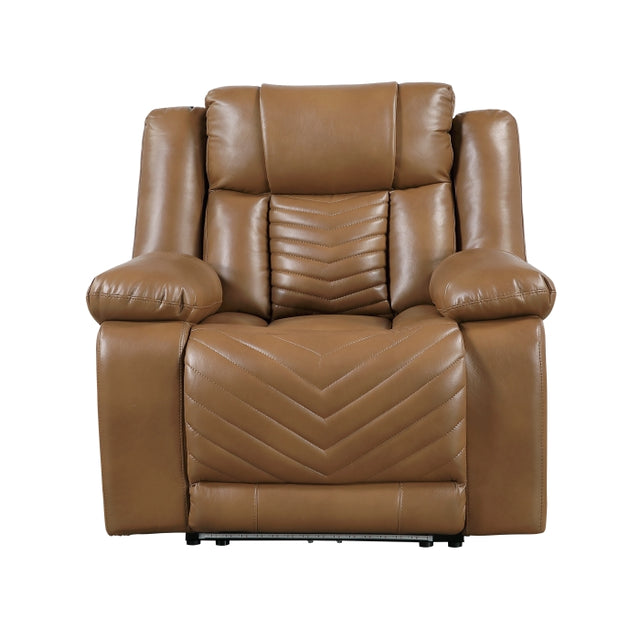 Huron Brown Power Reclining Chair With Led And Charging Ports