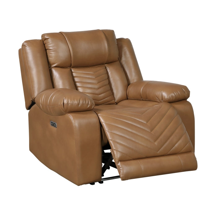 Huron Brown Power Reclining Chair With Led And Charging Ports