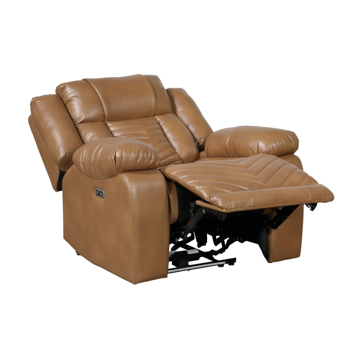 Huron Brown Power Reclining Chair With Led And Charging Ports