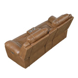 Huron Brown Power Double Reclining Loveseat With Center Console Wireless Speakers Led And Charging Ports