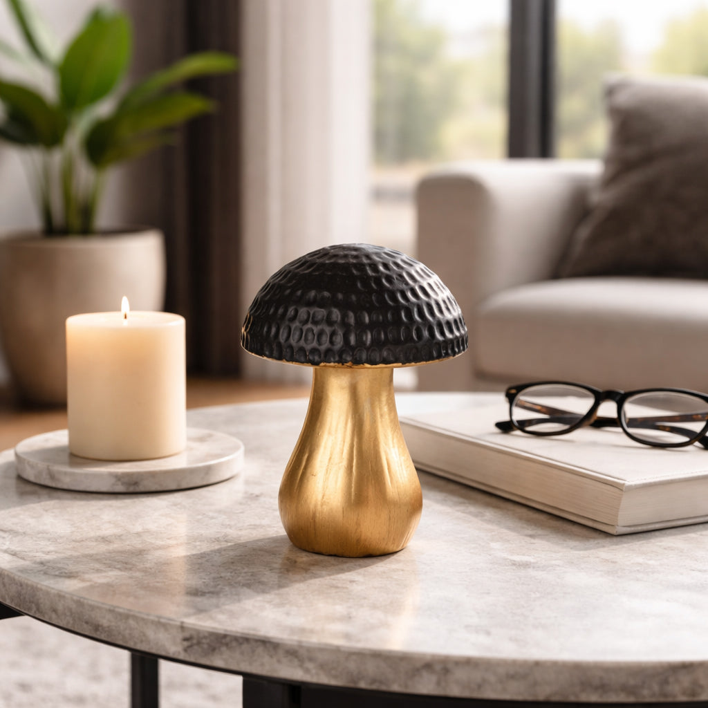 Rossi Black/Gold Hammered Top Mushroom