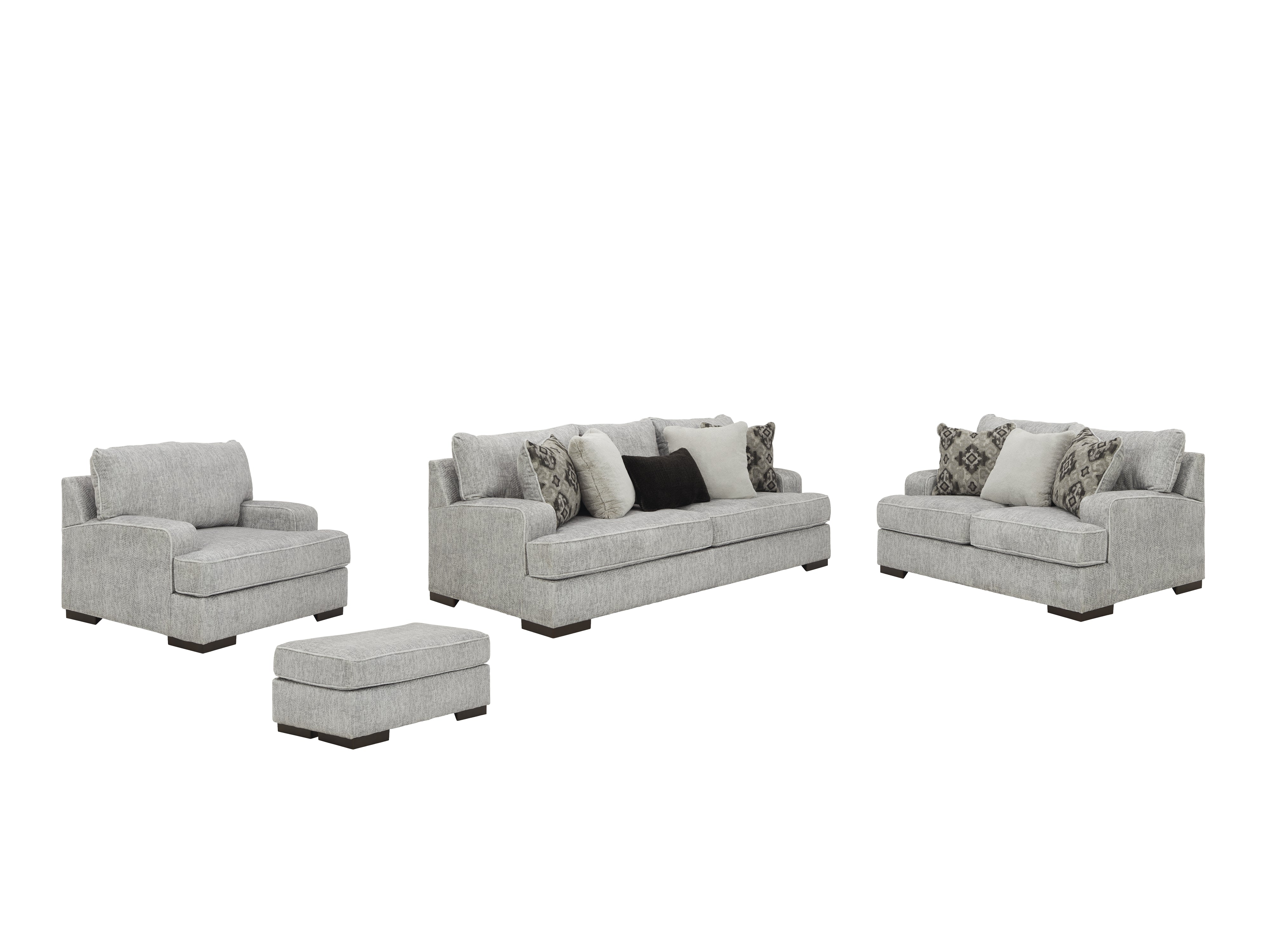 Mercado Pewter Sofa, Loveseat, Chair and Ottoman - Ornate Home