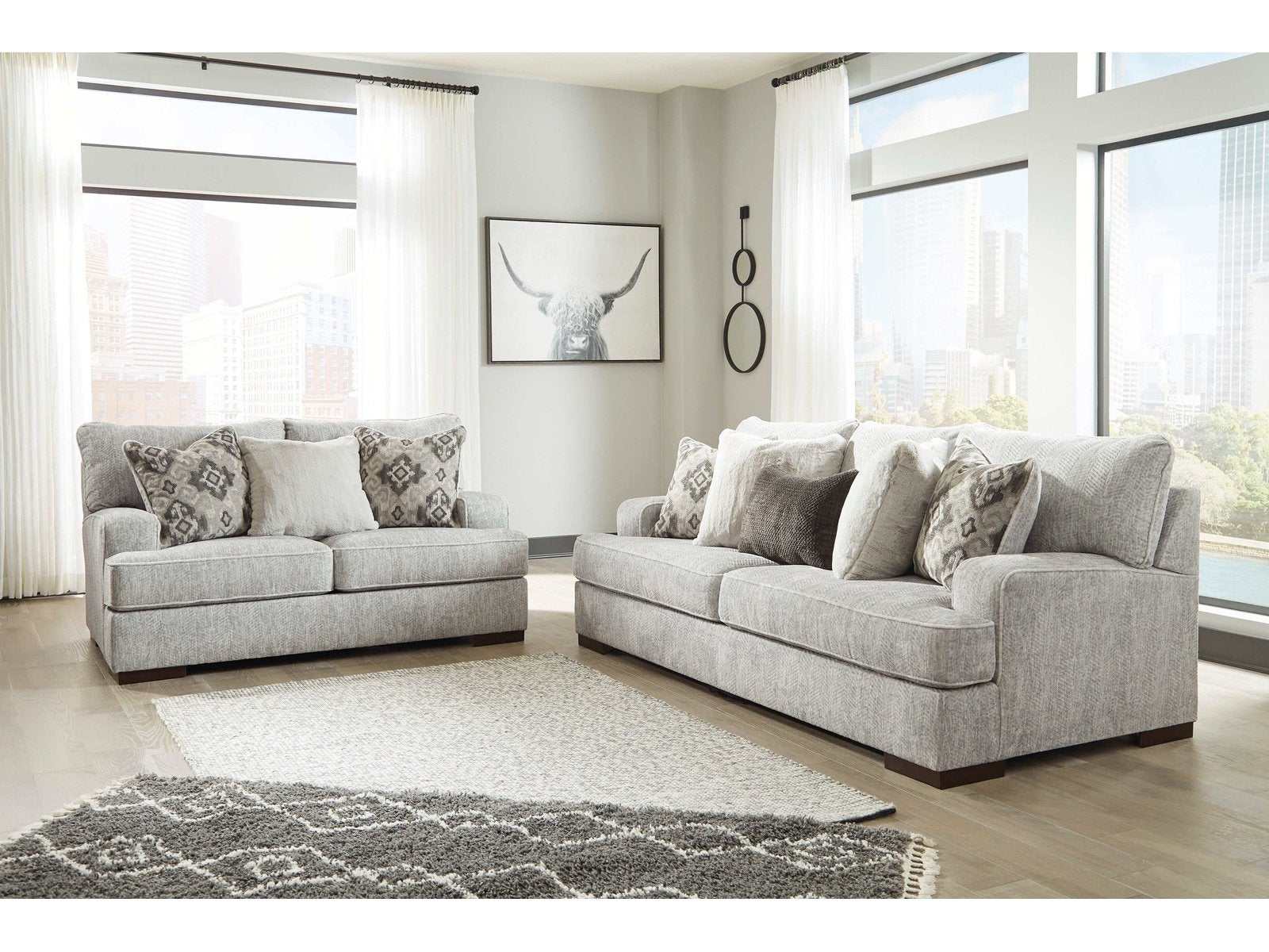 (Online Special Price) Mercado Pewter Sofa & Loveseat / 2pc Set - Ornate Home