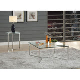 Volusius Clear Glass/Stainless Steel End Table
