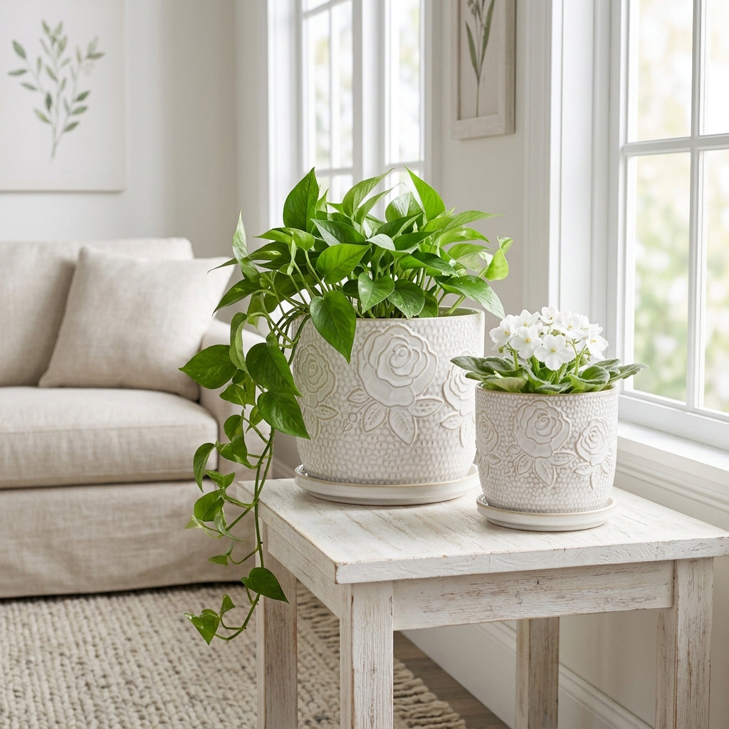 Hobartgate Ivory/White Planters (Set of 2)