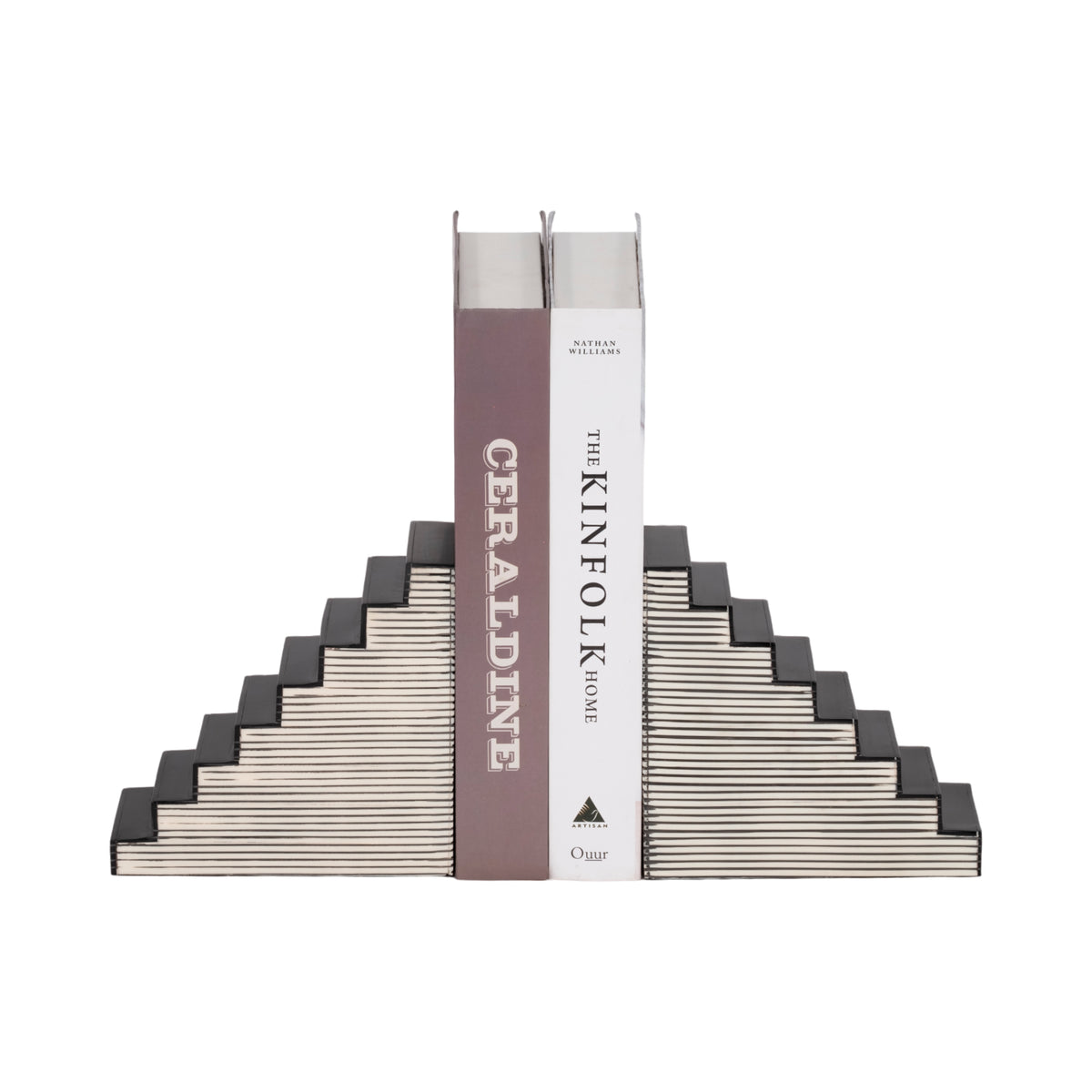Ockenden Black/White Striped Steps Bookends (Set of 2)