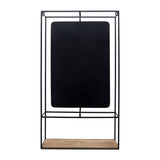 Foresta Black/Brown Large Metal and Wood Wall Shelf with Mirror