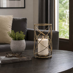 Pacifica Gold Large Metal Hurricane Candle Holder