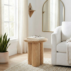Verdi Natural Wood Scandinavian Farmhouse Side Table