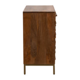 Warner Mango Brown Midcentury Slat 2 Door Cabinet