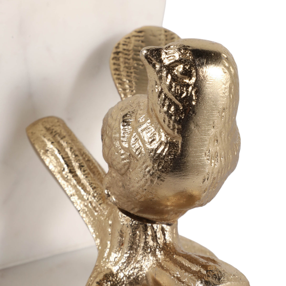 Zinfandel Gold/White Bird on Branch Marble Bookends (Set of 2)