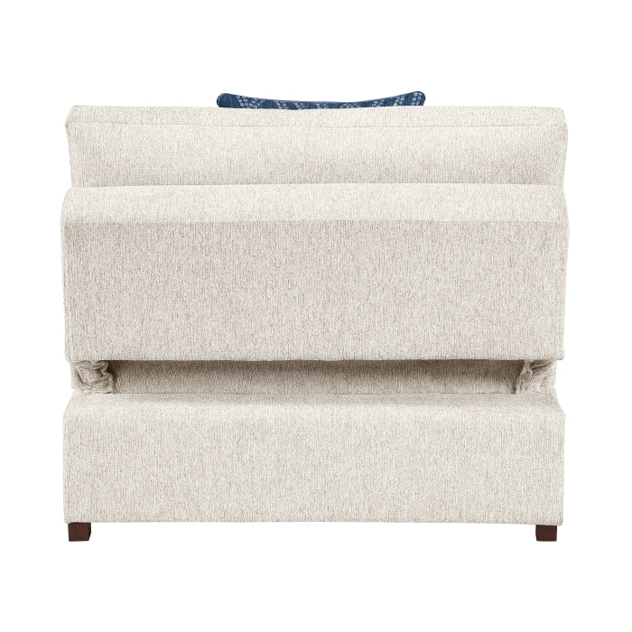 Isla Beige Convertible Armless Chair And Half With Pull-out Bed And Click Motion Back
