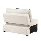 Isla Beige Convertible Armless Chair And Half With Pull-out Bed And Click Motion Back