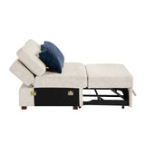 Isla Beige Convertible Armless Chair And Half With Pull-out Bed And Click Motion Back