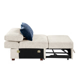 Isla Beige Convertible Armless Chair And Half With Pull-out Bed And Click Motion Back