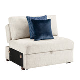 Isla Beige Convertible Armless Chair And Half With Pull-out Bed And Click Motion Back