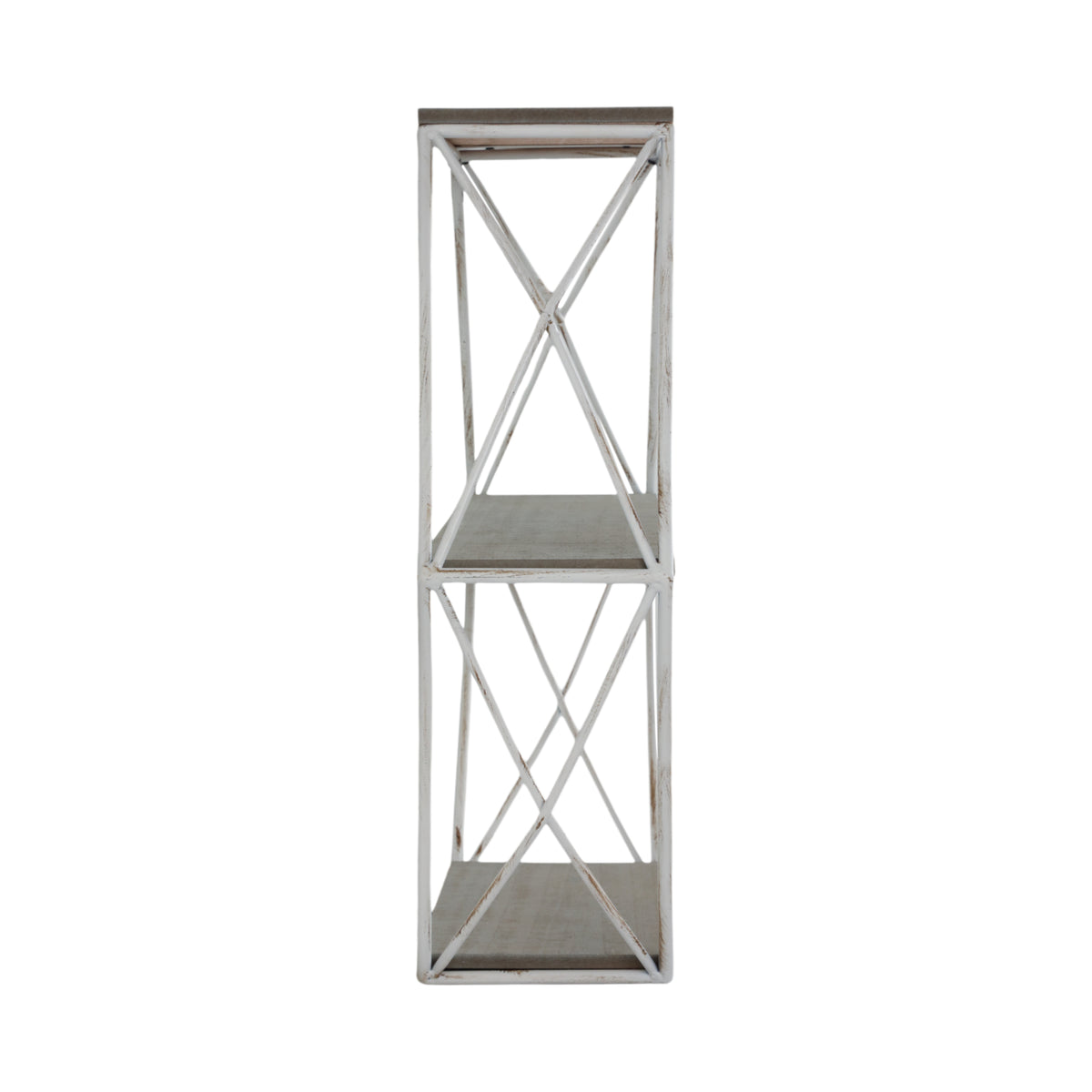 Jackson Gray/White Metal and Wood 3 Tier Hexagon Wall Shelf