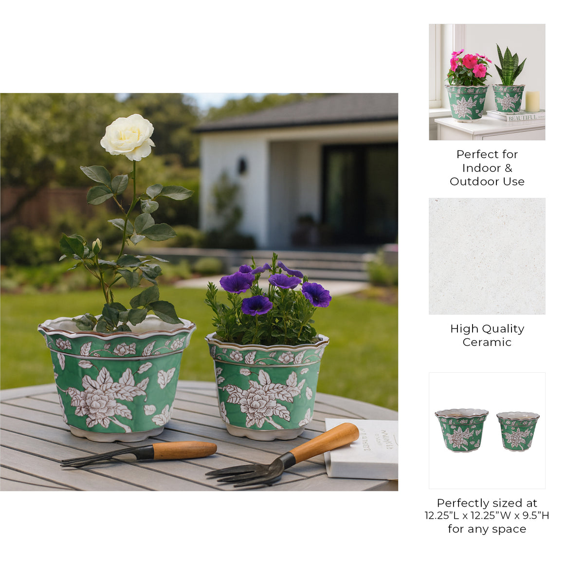 Aidenridge Green/White/Brown Planters (Set of 2)