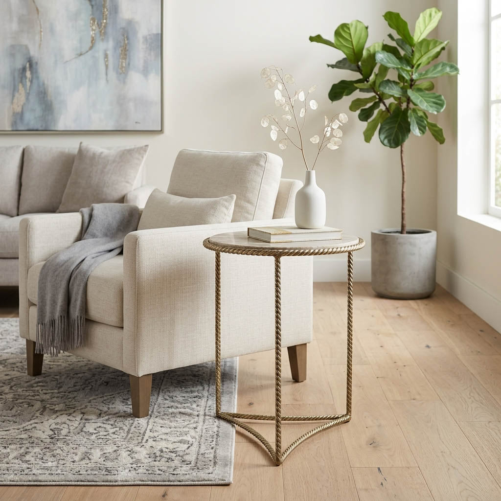 Kenwood Gold Marble Twisted Side Table