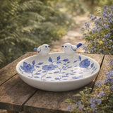 Foleymill Blue/White Floral Cinoiserie Bird Bath Birding