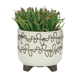 Montara Beige Ceramic Scribble Footed Planters (Set of 2)