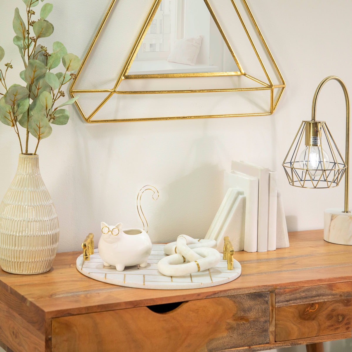 Denningworth White/Gold Trinket Tray