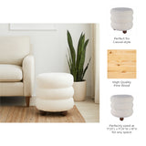Bonetti Ivory Ribbed Teddy Ottoman with Ball Feet