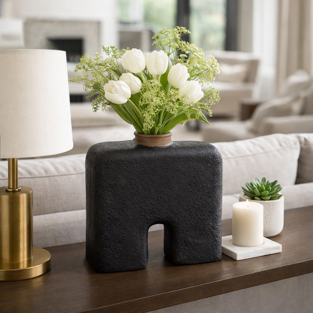 Emmaton Black Large Ecomix Abstract Vase