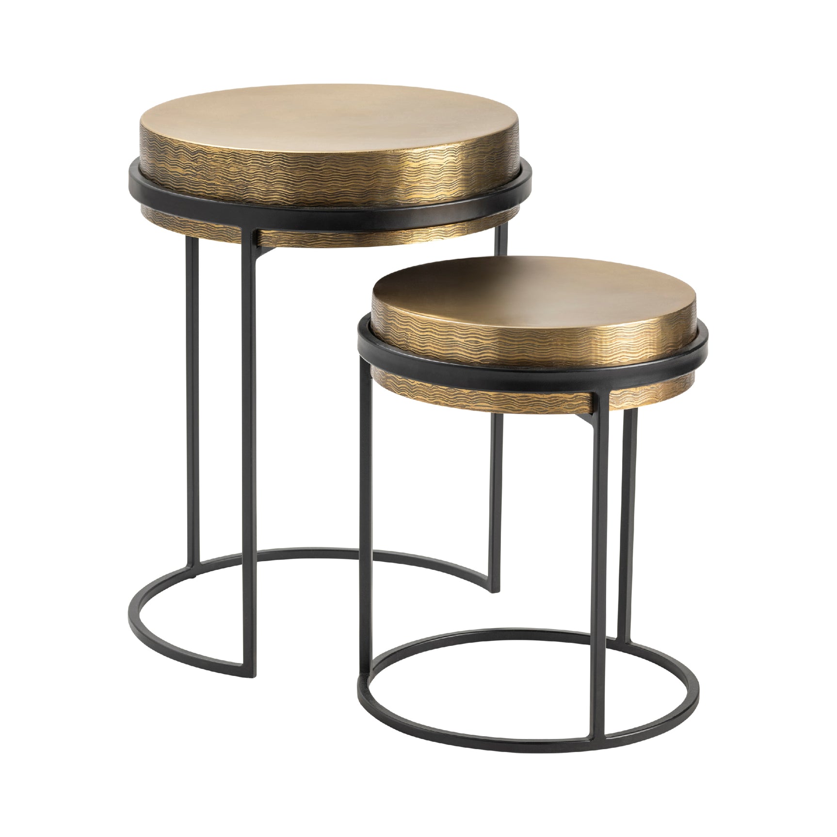 Hudson Gold/Black Textured Brass Nesting Tables