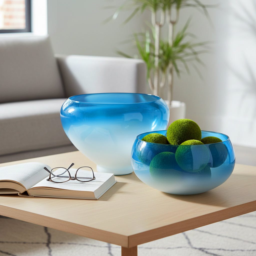 Reynolds Blue Glass Decorative Bowls (Set of 2)