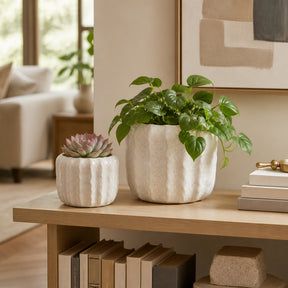 Valbeach Ivory/White Planters (Set of 2)