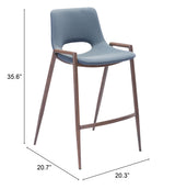 Desi Azure Gray & Walnut Counter Stool (Set of 2)