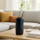 Coromar Navy Blue Small Ceramic Grooved Vase
