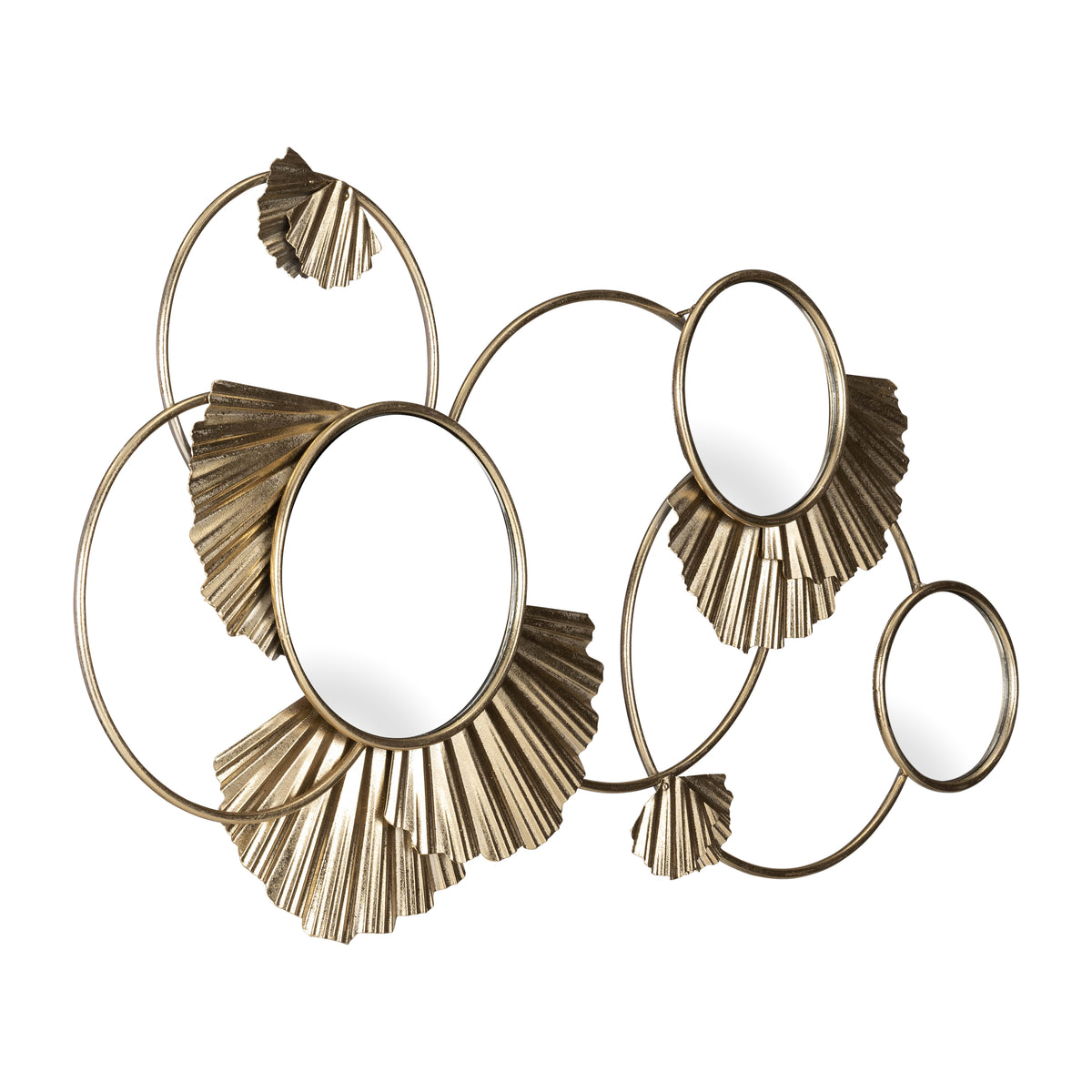 Cromir Gold Metal Fan Loops Mirrored Wall Decor