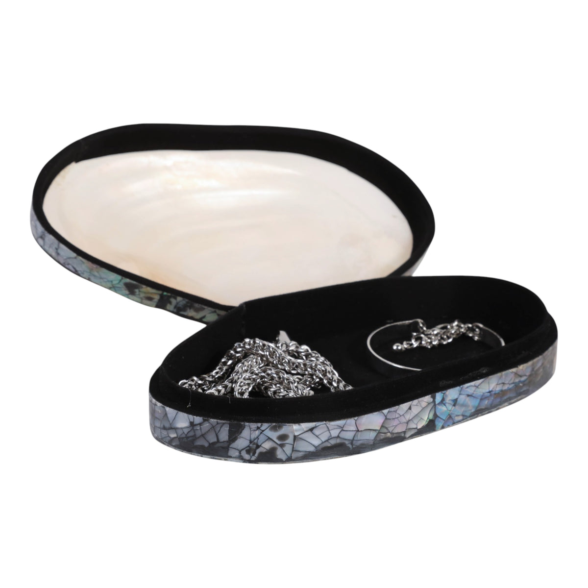 Potrero Natural/White Pearlized Shell Decorative Box