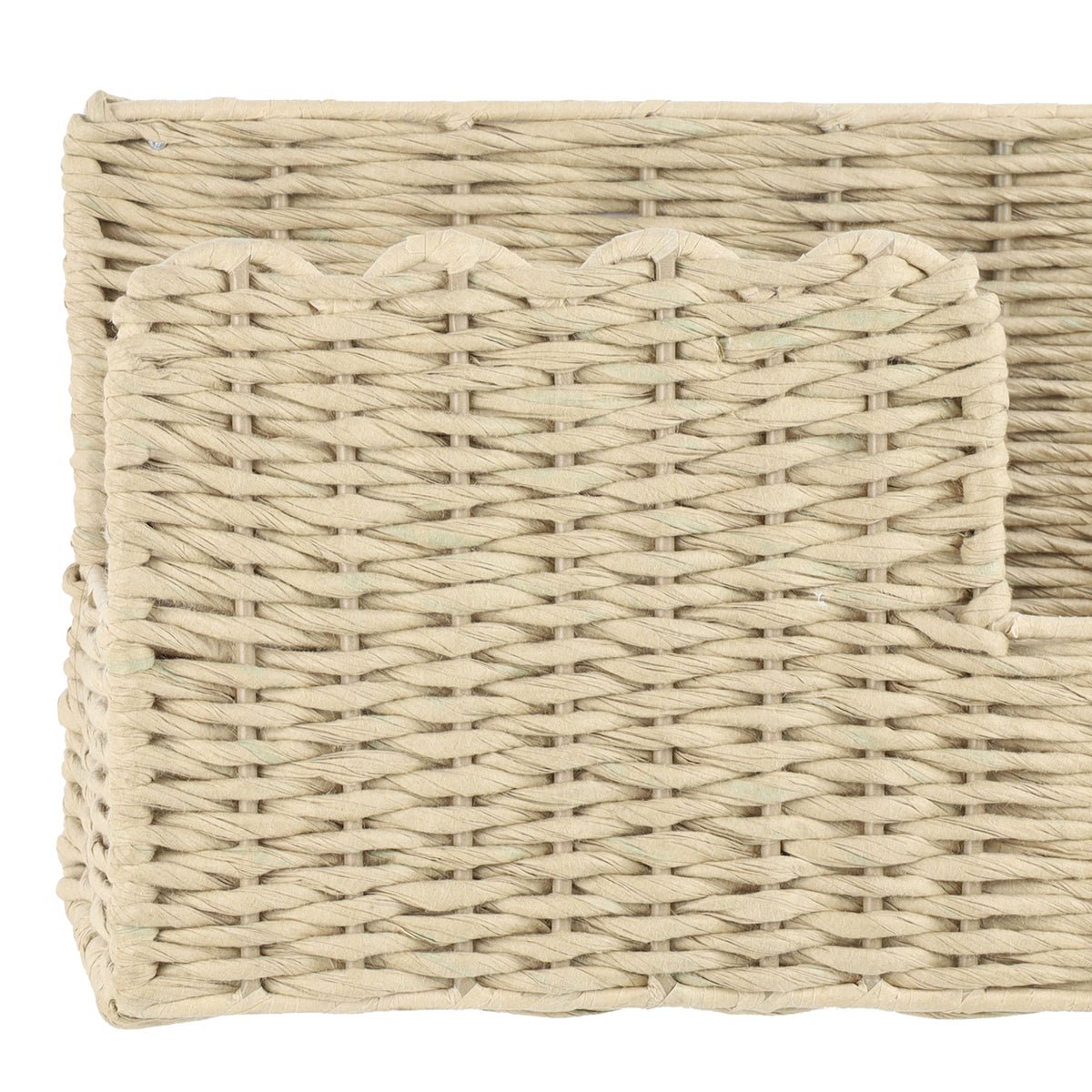 Avalon Natural Scallop Edge Raffia Workspace Organizer